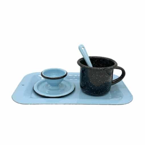 PORTAHUEVOS MÁS BANDEJA MÁS POCILLO AZUL CLARO Y OSCURO