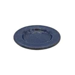 Set de Plato y Pocillo de Peltre Esmaltado Azul Oscuro
