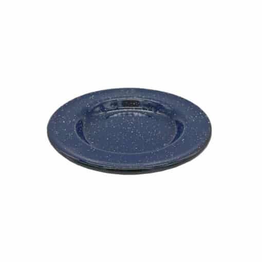Set de Plato y Pocillo de Peltre Esmaltado Azul Oscuro