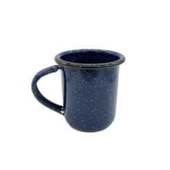 Set de Plato y Pocillo de Peltre Esmaltado Azul Oscuro