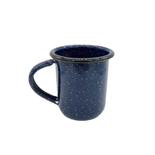 Set de Plato y Pocillo de Peltre Esmaltado Azul Oscuro