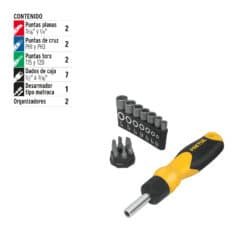 Desarmador Tipo Matraca con 6 Puntas y 7 Dados, Pretul| 22974
